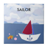 帆船が海 タイル (正面)