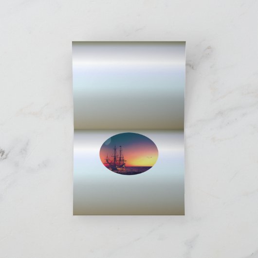 帆船で夕日に カード (内部)