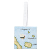 帆船で海のガラパゴスの地図を冒険 キューブオーナメント (正面)