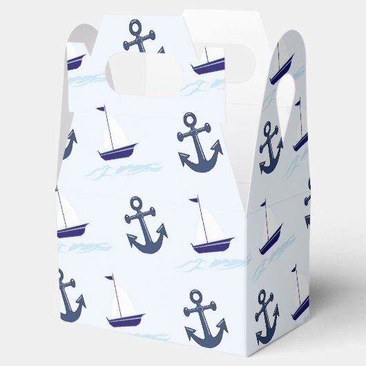 帆船といかり模様ブルー フェイバーボックス (オープン)