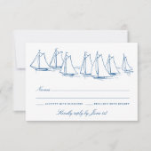 帆船とウェーブブルーヨットクラブ結婚ズ 出欠カード (正面)