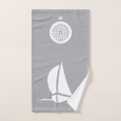 帆船とコンパス – 銀色のバスタオルセット バスタオルセット (ハンドタオル)