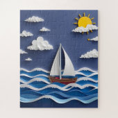 帆船とサンシャイン | 紙クイリング ジグソーパズル (縦)