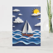 帆船とサンシャイン | 誕生日のカラーページ カード (正面)