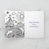 帆船とサンシャイン | 誕生日のカラーページ カード (内部)