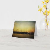 帆船とサンライズのノートカード カード (黄色い花)