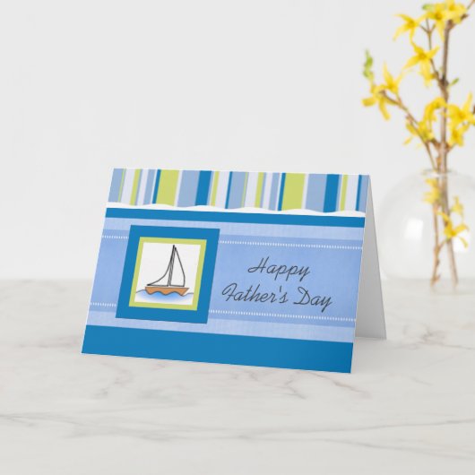 帆船とストライプの父の日 カード (黄色い花)