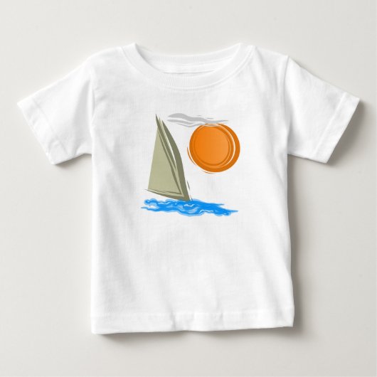 帆船と太陽 ベビーTシャツ (正面)