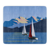 帆船と山の写真 カッティングボード (正面)