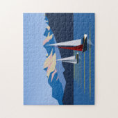 帆船と山の写真 ジグソーパズル (縦)