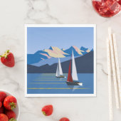 帆船と山の写真 スタンダードランチョンナプキン (インサイチュ)