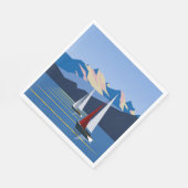 帆船と山の写真 スタンダードランチョンナプキン (角)