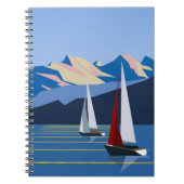 帆船と山の写真 ノートブック (正面)