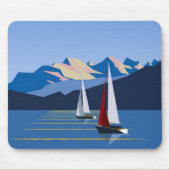 帆船と山の写真 マウスパッド (正面)