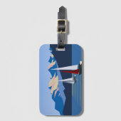 帆船と山の写真 ラゲッジタグ (正面縦)