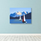 帆船と山 キャンバスプリント (インサイチュ (ウッドフロア))