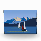 帆船と山 フォトブロック (正面)