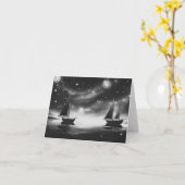 帆船と彗星B&W カード (黄色い花)