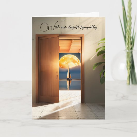 帆船と月の入り口悔やみや弔慰 カード (正面)