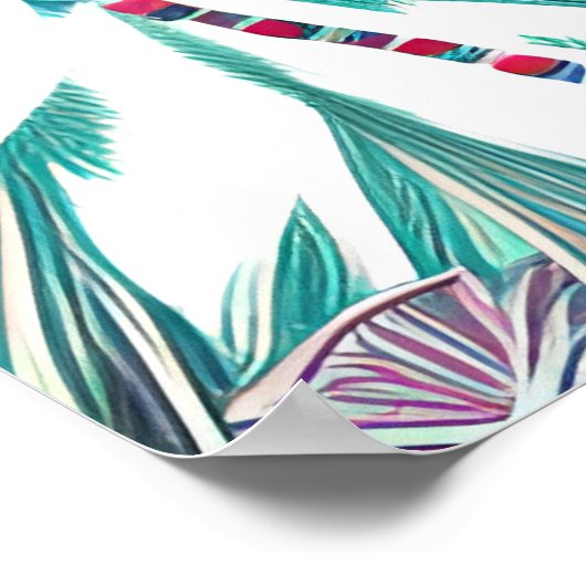 帆船と海の生物抽象芸術ビーチアート ポスター (角)