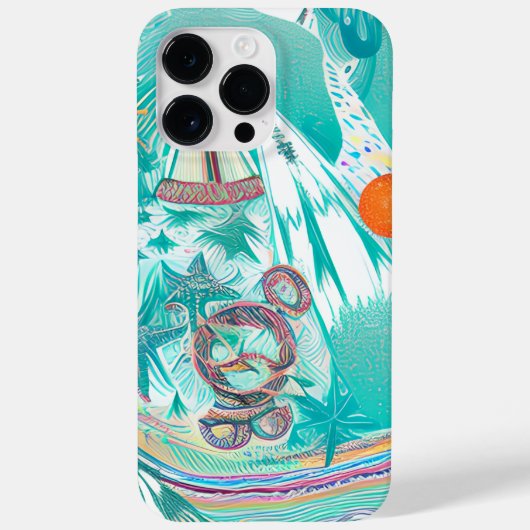 帆船と海の生物抽象芸術ビーチアート Case-Mate iPhoneケース (裏面)
