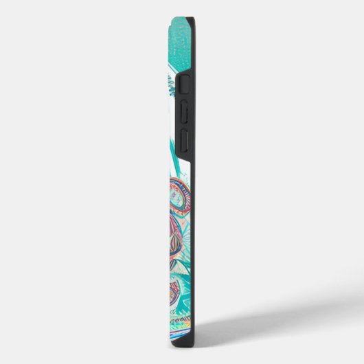 帆船と海の生物抽象芸術ビーチアート iPhoneケース (左側面)