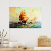 帆船と海汽船 ポスター (キッチン)