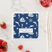 帆船と海洋の生活パターン スタンダードカクテルナプキン (インサイチュ)