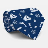 帆船と海洋の生活パターン ネクタイ (ロール)