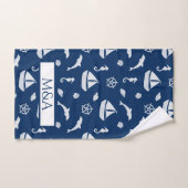 帆船と海洋の生活パターン バスタオルセット (ハンドタオル)