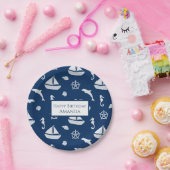 帆船と海洋の生活パターン ペーパープレート (パーティー)