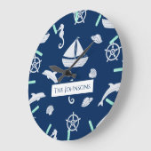 帆船と海洋の生活パターン ラージ壁時計 (傾斜)