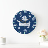 帆船と海洋の生活パターン ラージ壁時計 (ホーム)