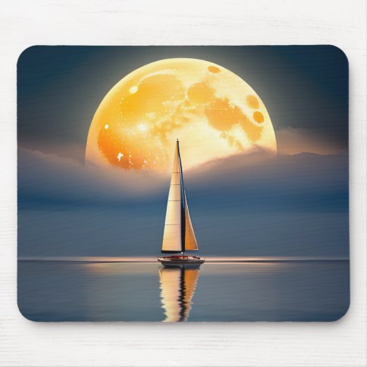 帆船と満月 マウスパッド (正面)