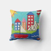 帆船と熱気球と街並み クッション (裏面)