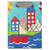 帆船と熱気球と街並み クリップボード (正面)