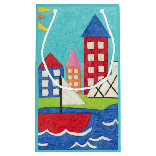 帆船と熱気球と街並み スモールペーパーバッグ (裏面)