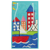 帆船と熱気球と街並み スモールペーパーバッグ (正面)