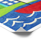 帆船と熱気球と街並み ポスター (角)