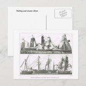 帆船と蒸気船 ポストカード (正面/裏面)