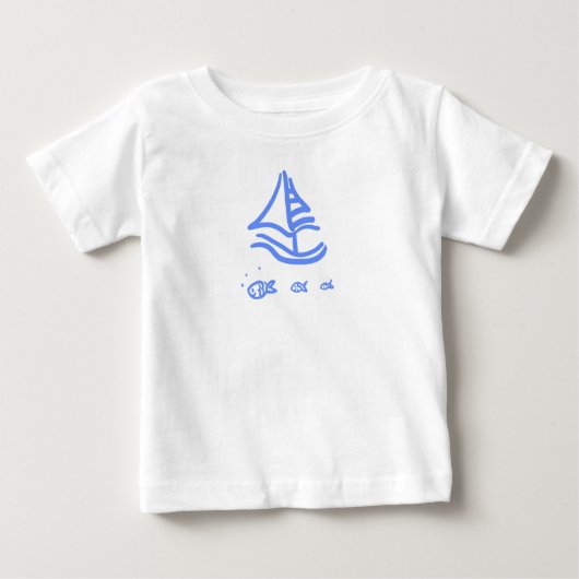 帆船と魚のティー ベビーTシャツ (正面)