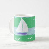 帆船のシーンでマグカップ コーヒーマグカップ (正面左)