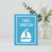 帆船のテーブル番号(青/白) ポストカード (スタンド正面)