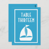 帆船のテーブル番号(青/白) ポストカード (正面/裏面)