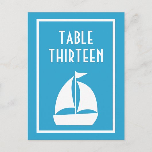 帆船のテーブル番号(青/白) ポストカード (正面)