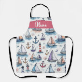 帆船のドリーミースケッチいかり&ライトハウス エプロン (正面)