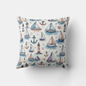 帆船のドリーミースケッチいかり&ライトハウス クッション (裏面)