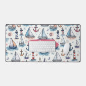 帆船のドリーミースケッチいかり&ライトハウス デスクマット (キーボード&マウス)