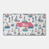 帆船のドリーミースケッチいかり&ライトハウス デスクマット (正面)