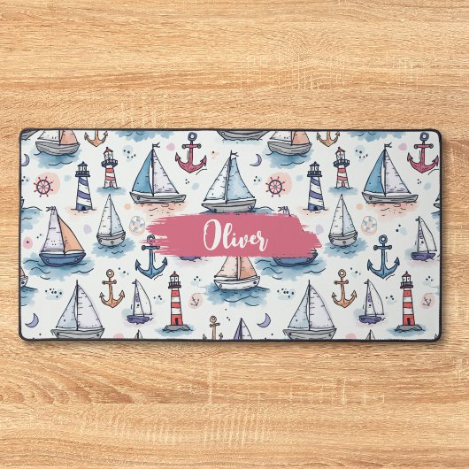 帆船のドリーミースケッチいかり&ライトハウス デスクマット